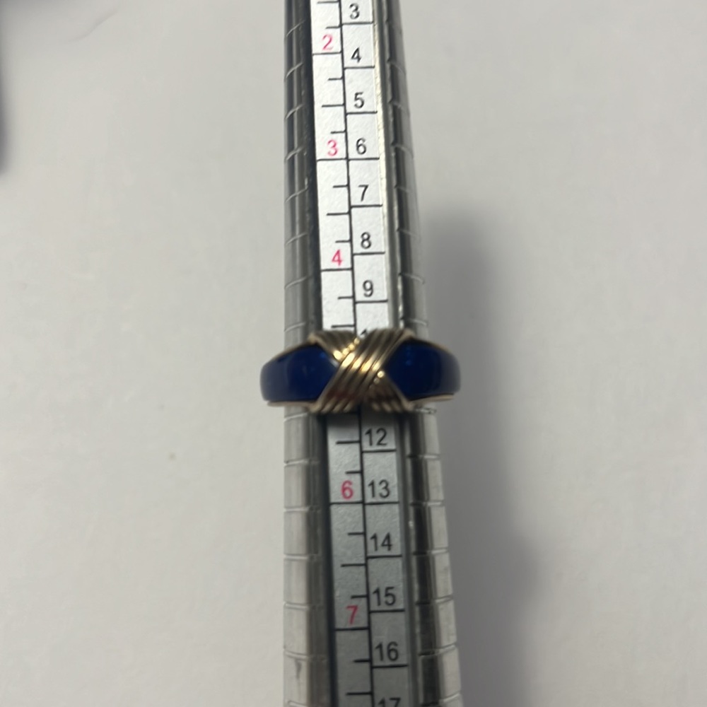 Vintage Avon Faux Lapis Criss Cross Ring Sz 5 - Picture 3 of 6